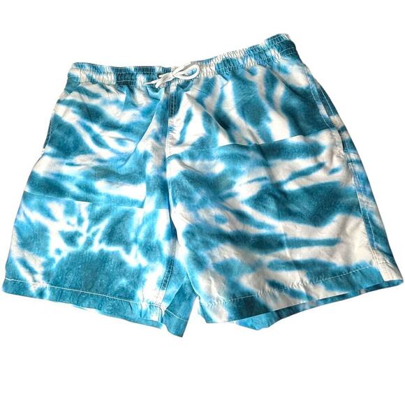 Trunks Surf & Swim Co. Tie Dye Swim Trunks Blue White Size Large - Picture 1 of 5